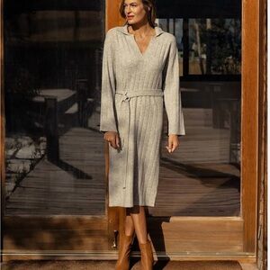 Roolee Light Gray Long Sleeve Sweater Dress - The Galadriel Collared Dress NWT